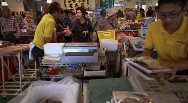 A market in Iwaki town. Picture: Reuters