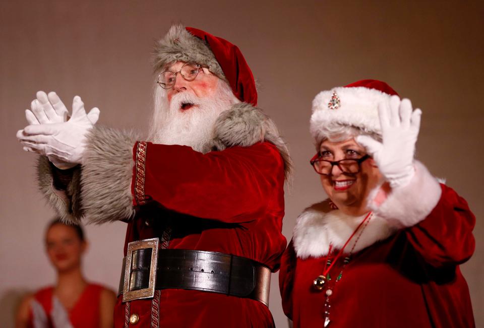 Santa and Mrs. Claus at the Mayor's Tree Lighting and Holiday Show on Park Central Square in Springfield on Nov. 18, 2023.