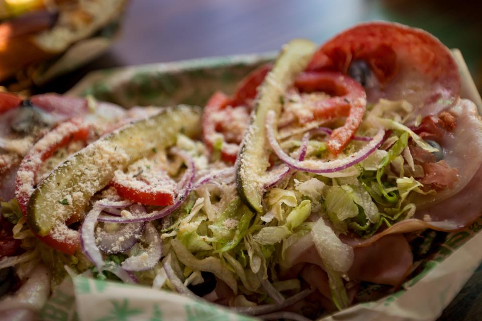 The La Canna smoked ham, genoa salami and prosciutto sandwich is prepared and served at Cheba Hut on their VIP day on Wednesday, April. 17, 2024. The second location set to open on April 19 is at 730 Sunland Park Dr, in West El Paso, TX.