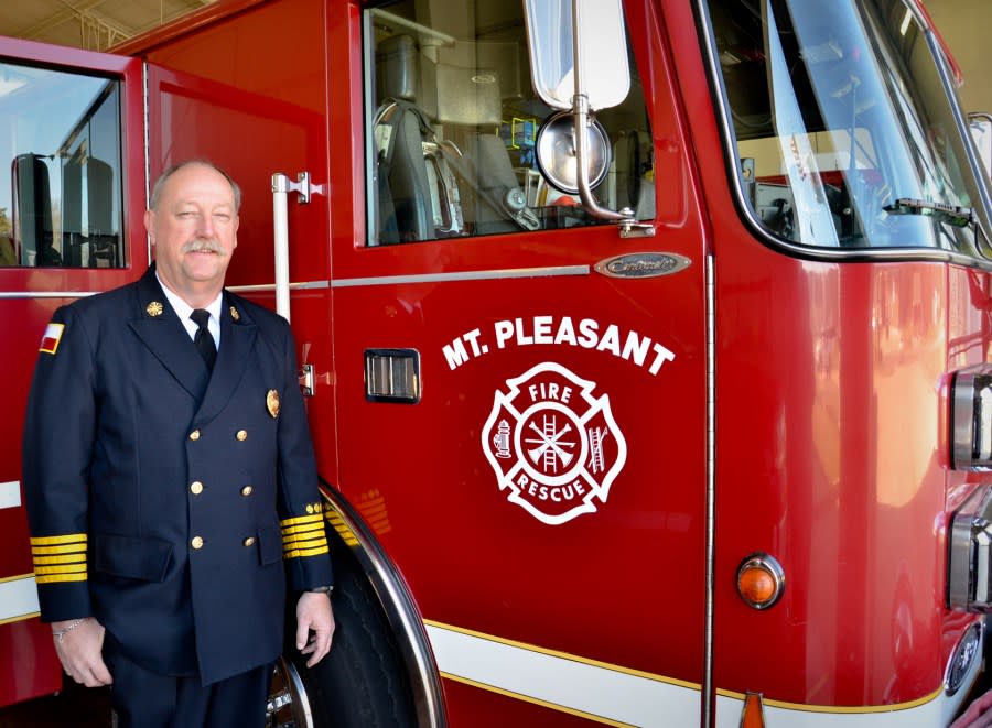 <em>Mount Vernon Fire Department Chief Larry McRae has been with the department since 1984. Photo courtesy of the City of Mount Pleasant.</em>