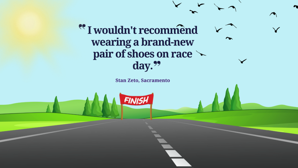 Sacramento resident Stan Zeto has lost count of how many times he’s ran the Urban Cow half marathon race. He said the route is ideal for all types of runners because it’s “relatively” flat. Brianna Taylor/Canva illustration/The Sacramento Bee