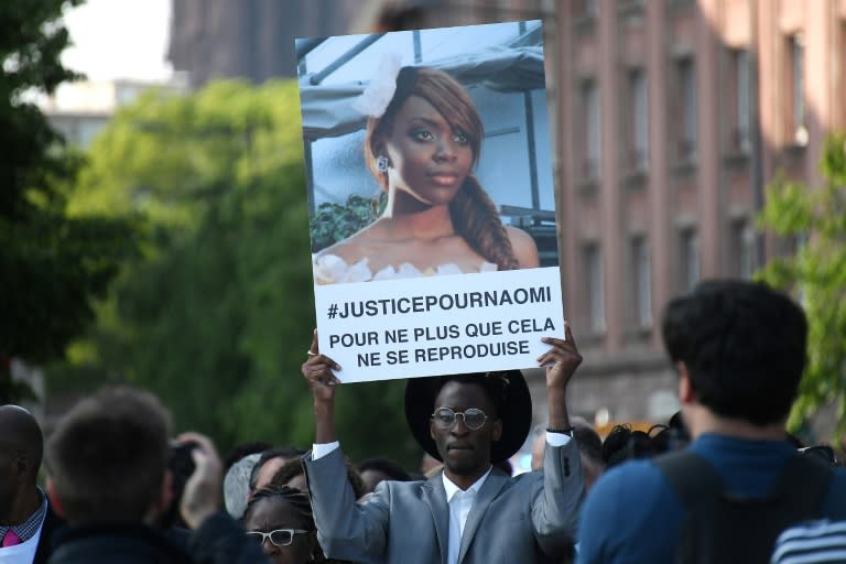 Le frère de Naomi Musenga lors d'une marche silencieuse le 16 mai 2018 à Strasbourg (FREDERICK FLORIN)