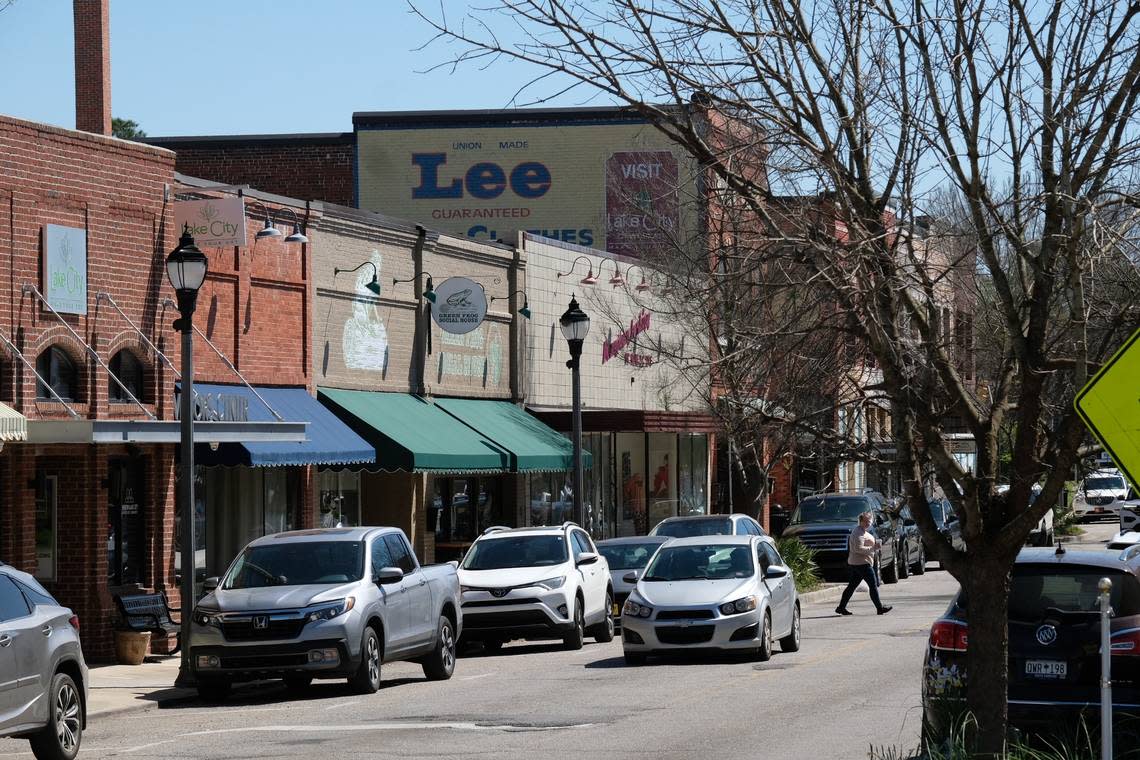 The downtown historic district in Lake City, SC. Four people from this South Carolina city were kidnapped in Mexico and two, Zindell Brown and Shaeed Woodard, were killed. March 8, 2023.