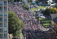 Belarusian opposition supporters protest against presidential election results in Minsk