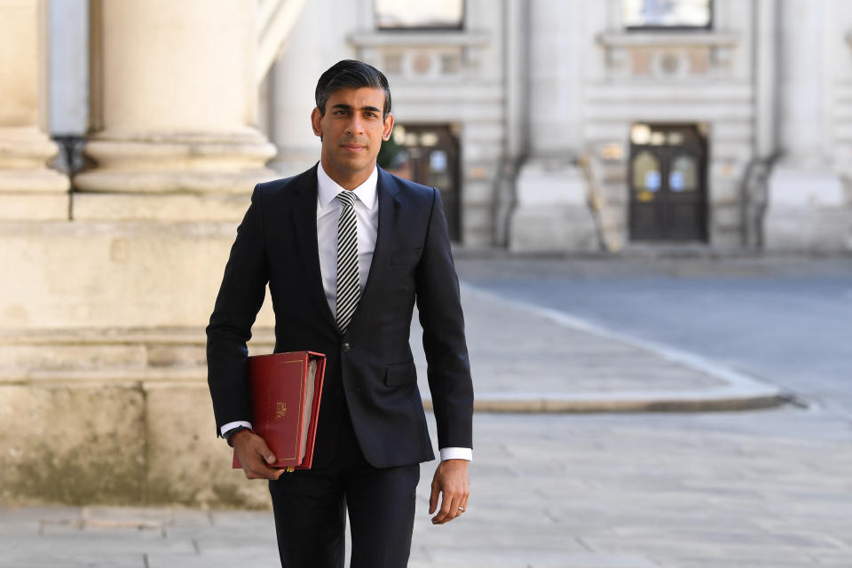 Chancellor of the Exchequer Rishi Sunak arrives at the Foreign and Commonwealth Office (FCO) in London, ahead of a Cabinet meeting to be held at the FCO, for the first time since the lockdown.