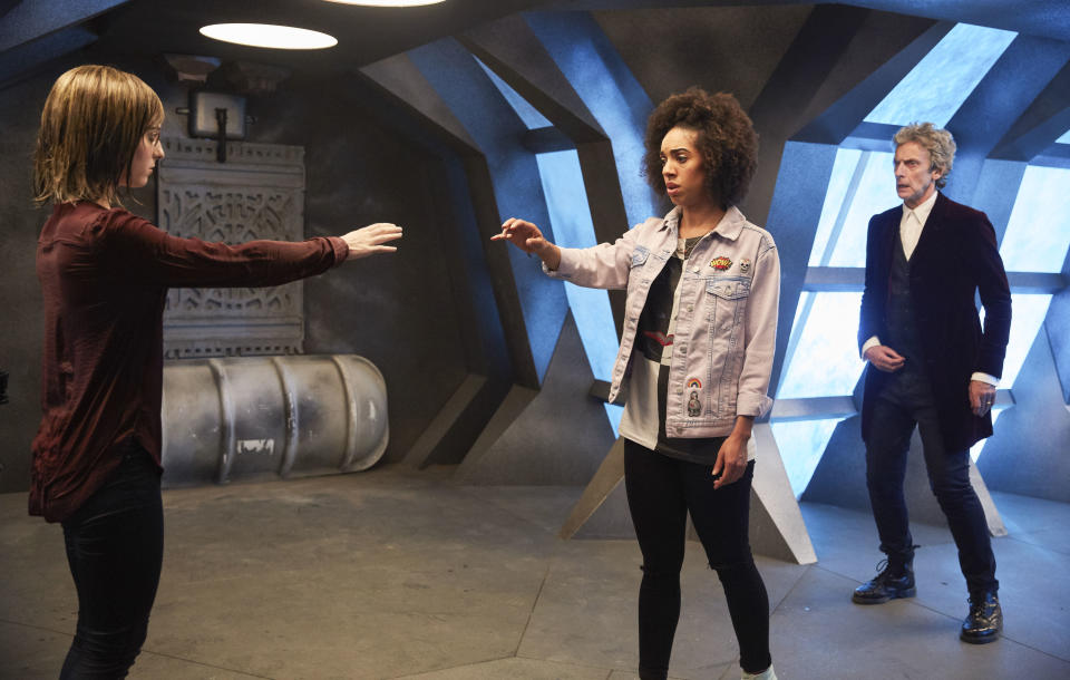 Heather (Stephanie Hyam) seeks to make a connection with Bill in <em>Doctor Who</em>. (Photo: Simon Ridgway/BBC America)