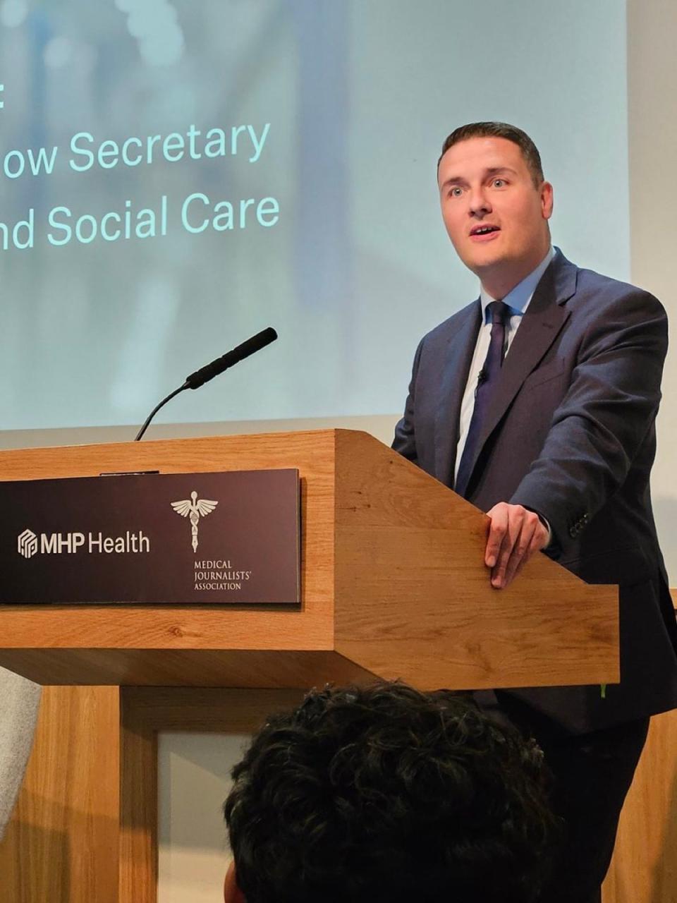 Wes Streeting, the Labour shadow health secretary, speaking at a Medical Journalists‘ Association event (Medical Journalists' Association)