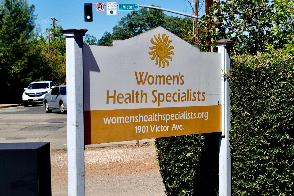 Sign outside the Women's Health Specialists clinic, which is an abortion provider in Redding.