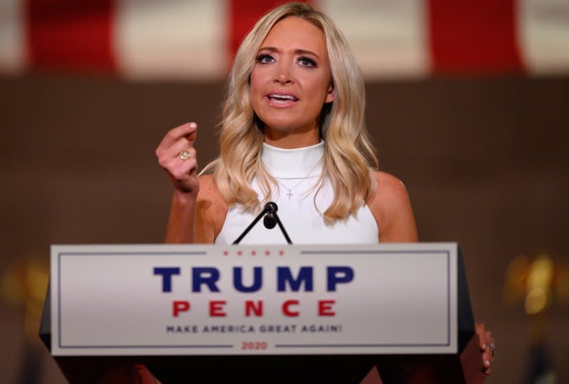 White House Press Secretary Kayleigh McEnany addresses the Republican National Convention in Washington, DC.