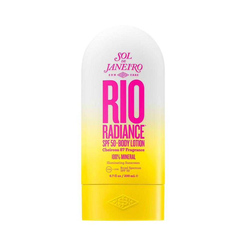 <p><a href="https://go.redirectingat.com?id=74968X1596630&url=https%3A%2F%2Fwww.sephora.com%2Fproduct%2Fsol-de-janeiro-rio-radiance-tm-spf-50-mineral-body-lotion-sunscreen-with-niacinamide-P511097&sref=https%3A%2F%2Fwww.cosmopolitan.com%2Fstyle-beauty%2Fbeauty%2Fg60848963%2Fbest-mineral-sunscreens%2F" rel="nofollow noopener" target="_blank" data-ylk="slk:Shop Now;elm:context_link;itc:0;sec:content-canvas" class="link ">Shop Now</a></p><p>Rio Radiance SPF 50 Mineral Body Lotion Sunscreen</p><p>sephora.com</p><p>$40.00</p>