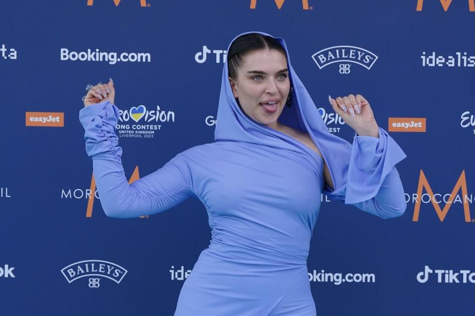 United Kingdom entrant Mae Muller at the Eurovision’s Turquoise Carpet opening ceremony (Peter Byrne/PA) (PA Wire)