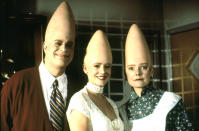 <b>The Coneheads</b> (from the planet Remulak)<br>"<a href="http://movies.yahoo.com/movie/coneheads/" data-ylk="slk:Coneheads;elm:context_link;itc:0;sec:content-canvas" class="link ">Coneheads</a>" (1993)