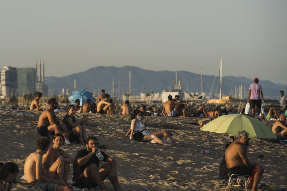 People gather at La Barceloneta on July 27, 2020 in Barcelona, Spain (Getty Images)