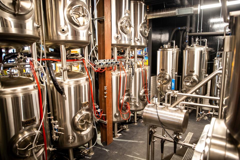 A view of the brewing equipment at ReUnion Brewery.