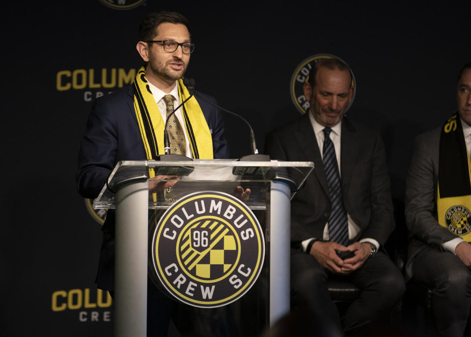 COLUMBUS, OH - JANUARY 09: Crew SC President Tim Bezbatchenko during the Introductory Press Conference held at the The Ivory Room in Columbus, Ohio on January 9, 2019. (Photo by Jason Mowry/Icon Sportswire via Getty Images)