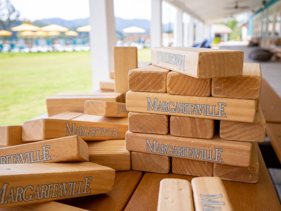 Jenga blocks with Margaritaville branding