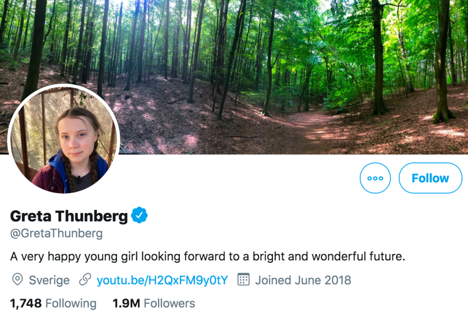 The activist changed her Twitter bio after Mr Trump's comments. (Twitter/@GretaThunberg)