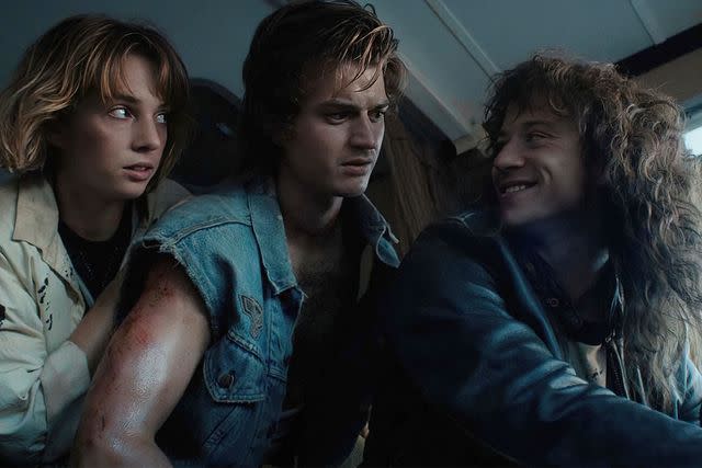 Netflix Maya Hawke, Joe Keery and Joseph Quinn in Stranger Things