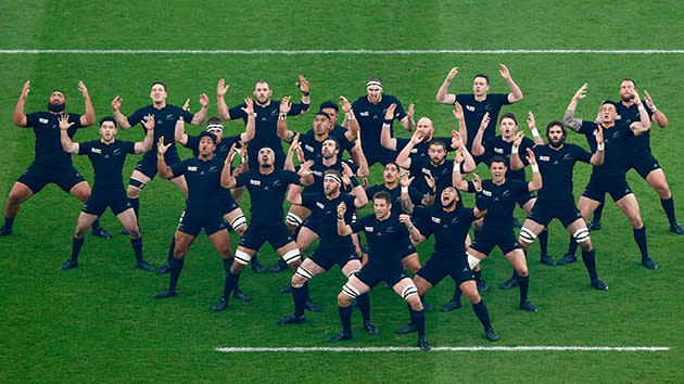 The All Blacks perform the Haka one last time.