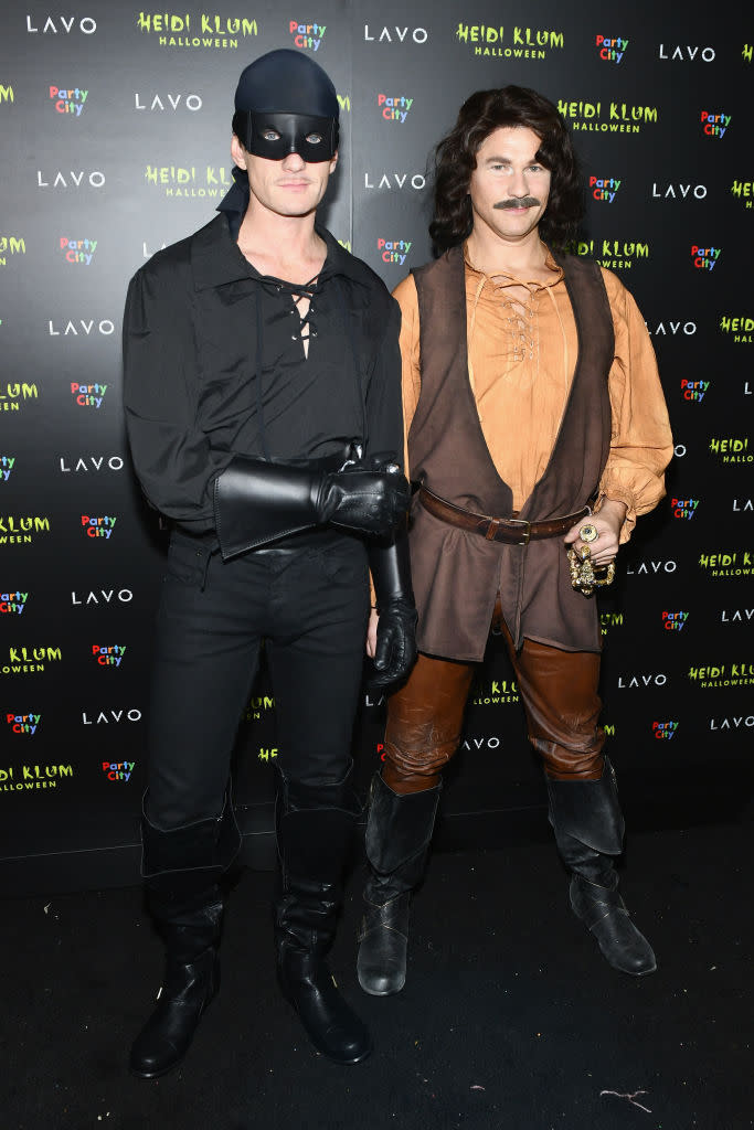 Neil Patrick Harris and David Burtka in Halloween costumes as characters from The Princess Bride.