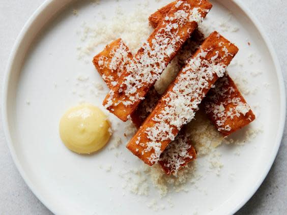 The comte fries were potent little Jenga bricks made from chickpea flour (Matt Russell)