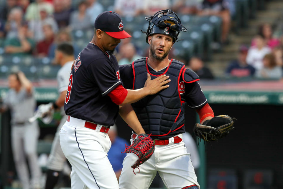 The Washington Nationals make a trade for Cleveland Indians' catcher Yan Gomes and pair him with for Kurt Suzuki to form dynamic catching duo. (Getty Images)