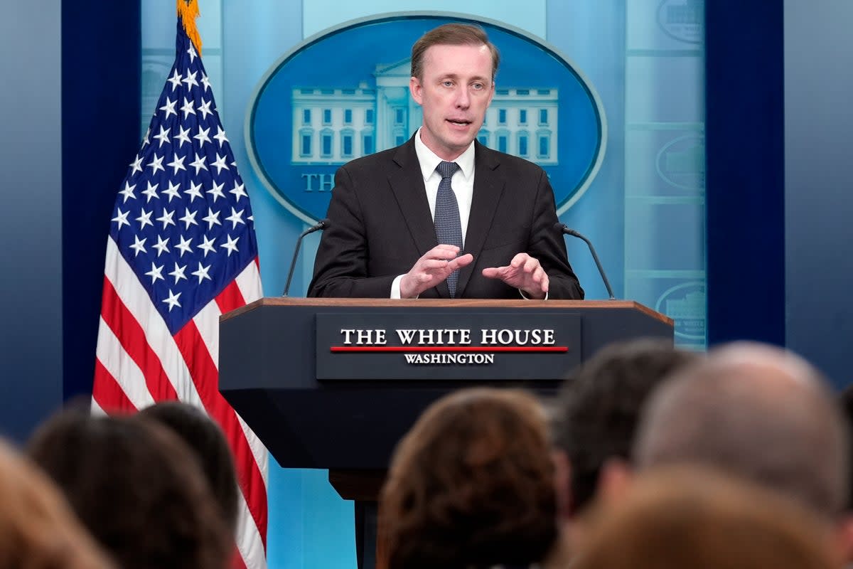 White House national security adviser Jake Sullivan speaks during the daily briefing at the White House in Washington, Monday, May 13, 2024. (AP Photo/Susan Walsh) (AP)