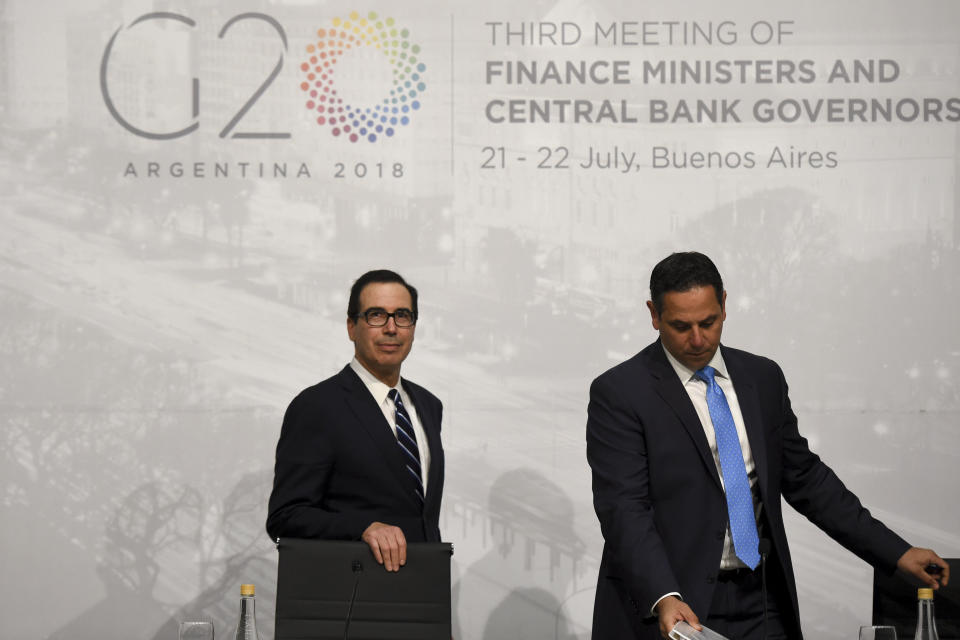 Steven Mnuchin, left, and Tony Sayegh