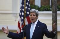 U.S. Secretary of State John Kerry speaks during a news conference in Phnom Penh, Cambodia, January 26, 2016. REUTERS/Samrang Pring