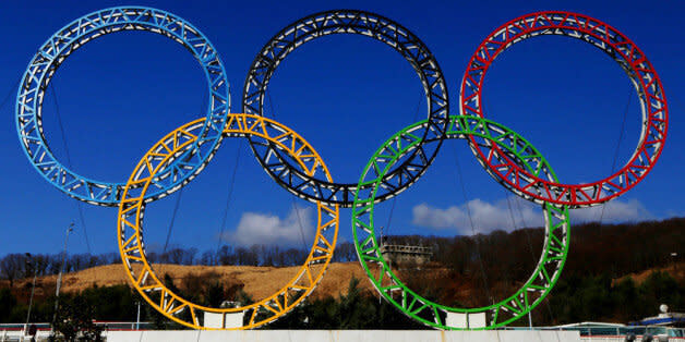 ADLER, RUSSIA - JANUARY 08:  The Olympic Rings stand outside of Sochi International Airport on January 8, 2014 in Alder, Russia. The region will host the Sochi 2014 Winter Olympics which start on February 6th, 2014.  (Photo by Michael Heiman/Getty Images) (Photo: )