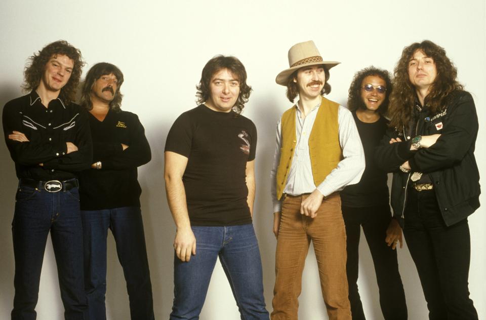 From left: ‘Ready an’ Willing’-era Whitesnake, from left: Neil Murray, Jon Lord, Bernie Marsden, Mickey Moody, Ian Paice and David Coverdale (Getty Images