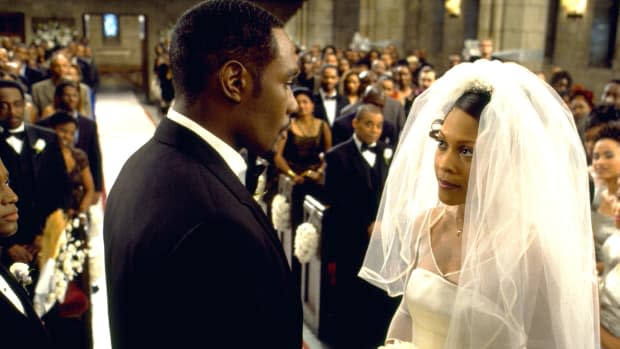 Morris Chestnut as Lance and Monica Calhoun as Mia in "The Best Man" (1999)<p>Universal Pictures</p>