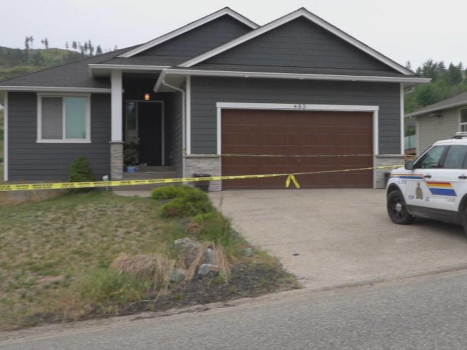 Police are investigating after two women were found dead inside this Kelowna home on June 8, 2023. A child was also found safe inside the home. (Tom Popyk/CBC News - image credit)