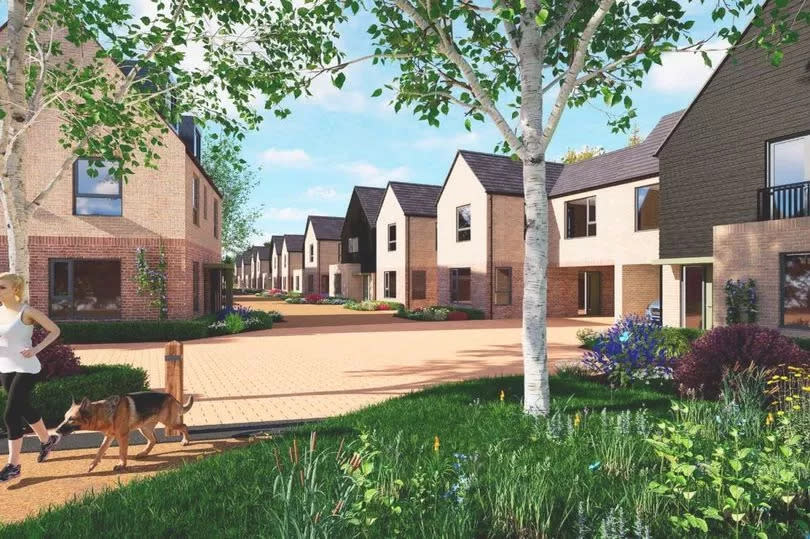 CGI showing row of houses.