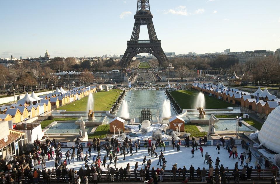 Go ice skating in front of the Eiffel Tower!