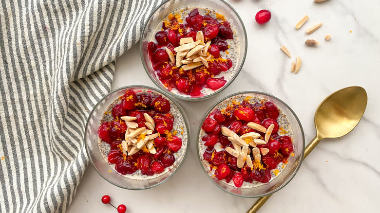 3 jars of chia pudding