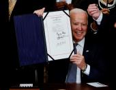 U.S. President Biden signs Juneteenth National Independence Day Act at the White House in Washington