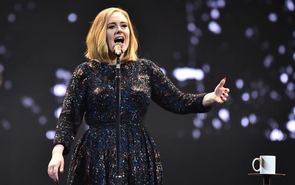 Adele on the opening night of Adele Live, in Belfast, February 29 2016 - Getty