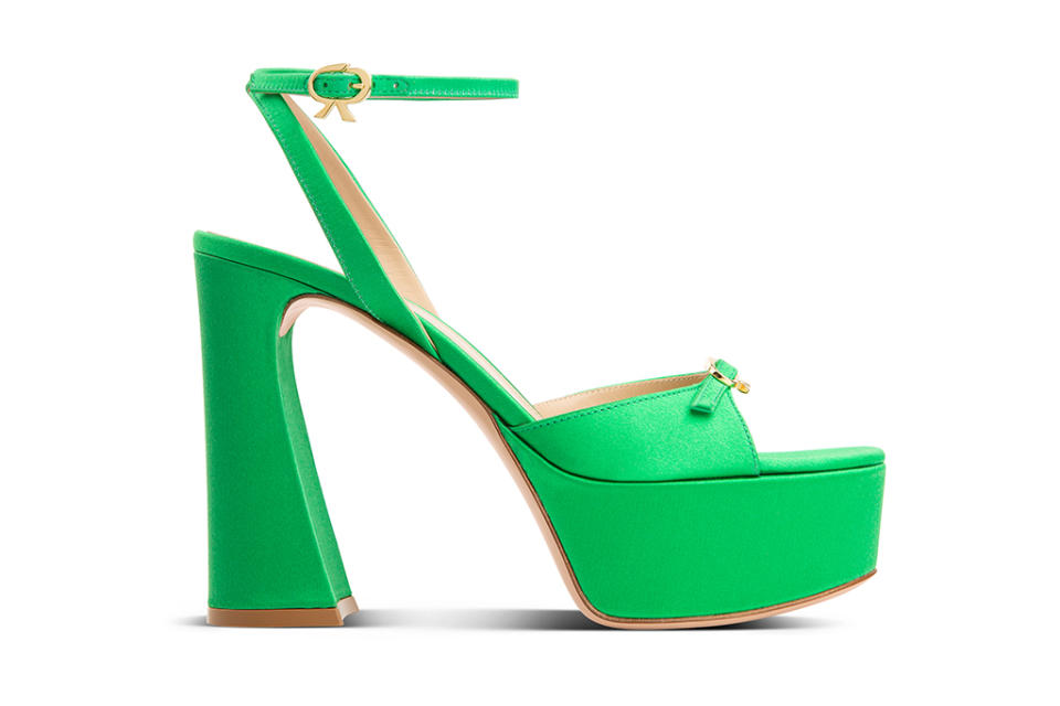 A striking green platform from Gianvito Rossi spring ’23. - Credit: Courtesy of Gianvito Rossi