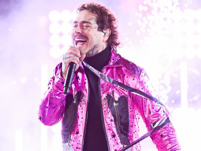 <p>Noam Galai/Getty</p> Post Malone performs during the Times Square New Year's Eve 2020 Celebration on December 31, 2019 in New York City.
