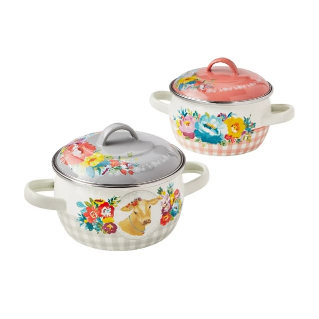 The Pioneer Woman Cheerful Rose Mini Dutch Ovens, Set of 2