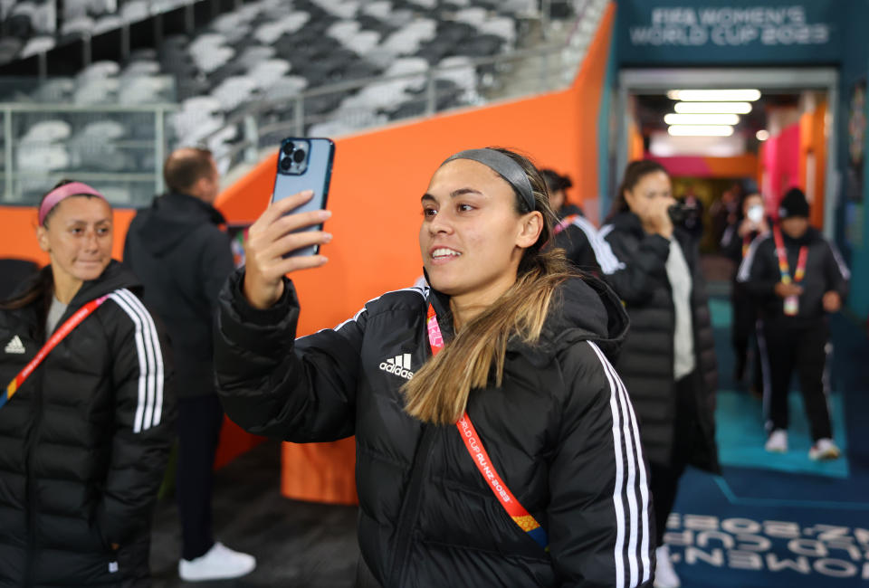 DUNEDIN, NEW ZEALAND - JULY 20: Sofia Harrison of Philippines is seen during a Philippines Stadium Familiarisation at Dunedin Stadium on July 20, 2023 in Dunedin / Ōtepoti, New Zealand. (Photo by Matthew Lewis - FIFA/FIFA via Getty Images)