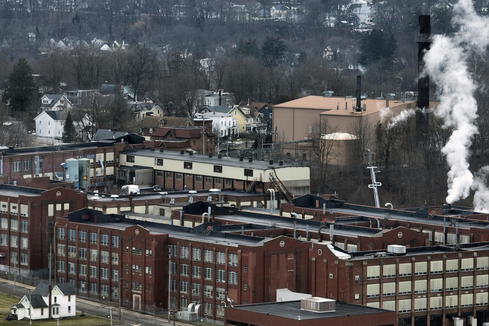 A view of the Remington Arms Co., Inc. compound in the middle of Ilion, N.Y., Thursday, Feb. 1, 2024. The nation’s oldest gun-maker is consolidating operations in Georgia and recently announced plans to shutter the Ilion factory in early March. (AP Photo/Seth Wenig)