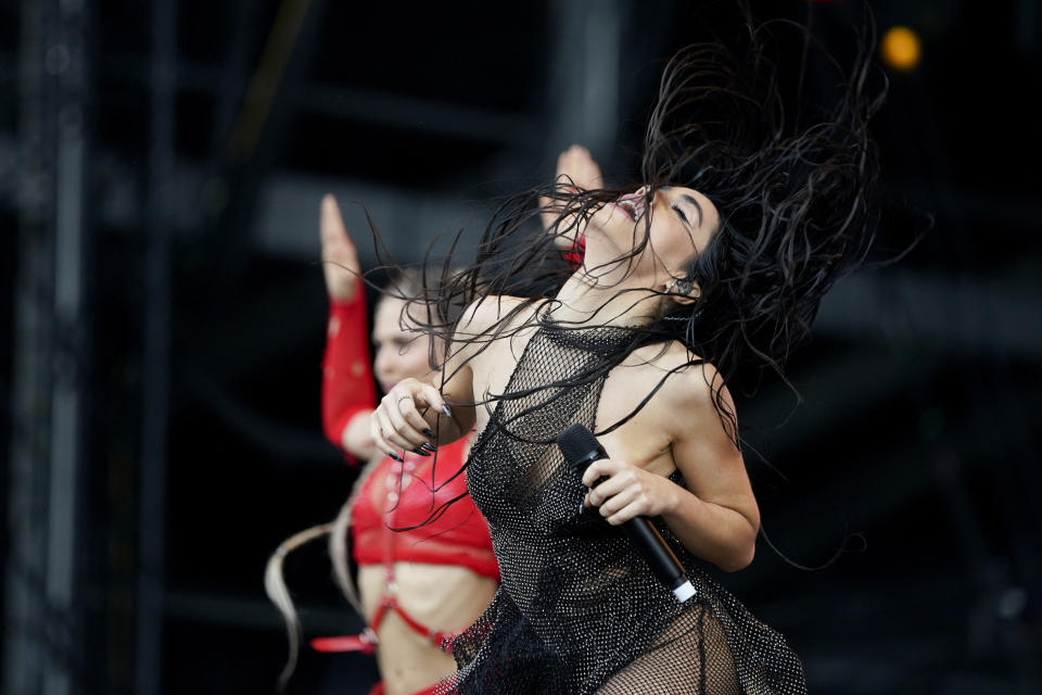 La cantante argentina Lali Esposito durante su concierto en el Festival Tecate Emblema en la Ciudad de México el sábado 18 de mayo de 2024. (Foto AP/Aurea Del Rosario)