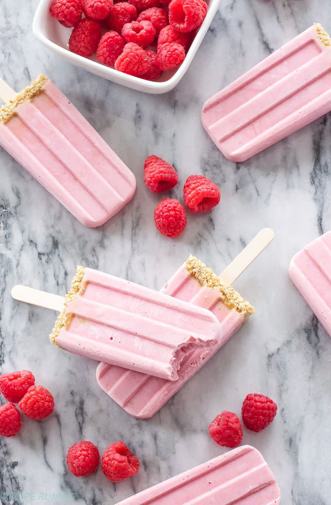 Raspberry Cheesecake Yogurt Popsicles