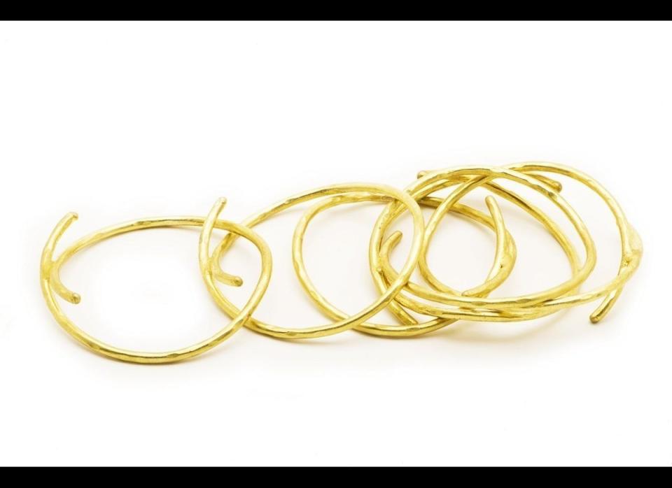 TO BUY: <a href="http://www.olgaprieto.com/tienda/bracelets/crossed-bangle.html" target="_hplink">Crossed Bangle by Olga Prieto, $26</a>