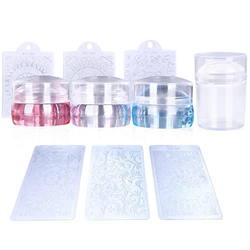 7) Freeorr Clear Silicone Round Nail Art Stamper Set