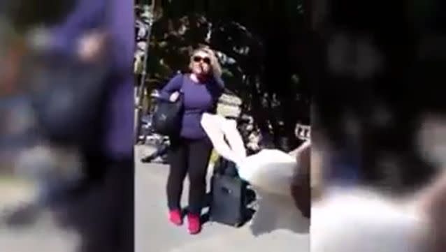 A bystander interrupted the woman's tirade and filmed her rant. Photo: 7News