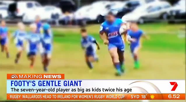 The seven-year-old easily carved his way through the opposition's defence. Source: Sunrise