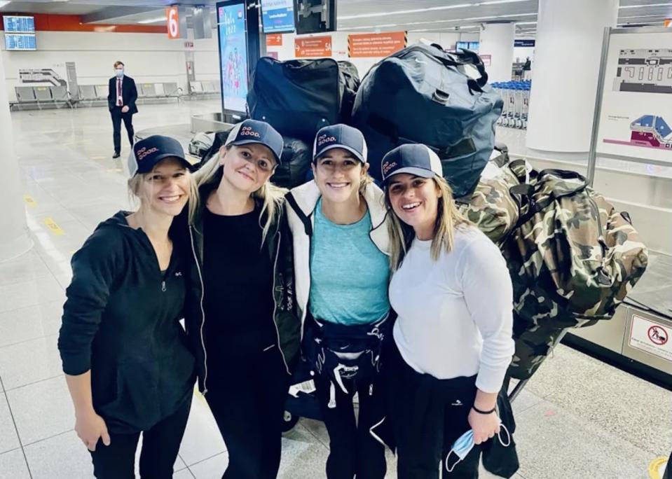 From left, Dr. Cheryl Macy, Dr. Svetlana Reznikova-Steinway, Janet Semenova-Hornstein (PNP), Carla Stark (RN), embarking on their mission to Poland and Ukraine with 800 pounds worth of medical supplies. (Janet Semenova-Hornstein / Janet Semenova-Hornstein)